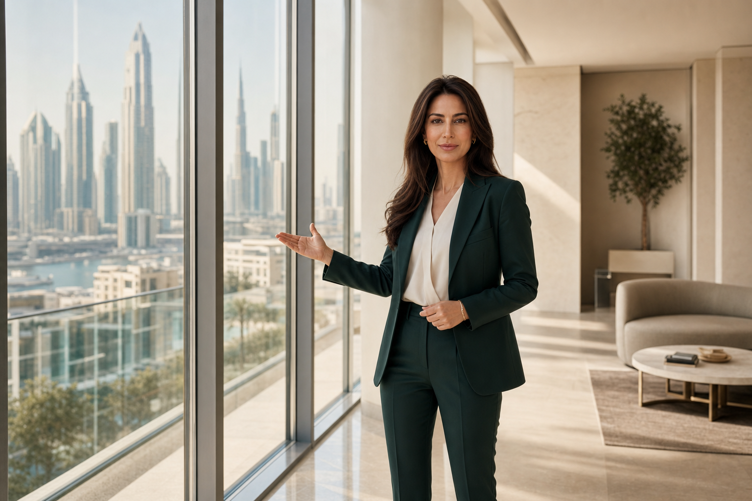 Aria Sterling viewing a contemporary Dubai residence